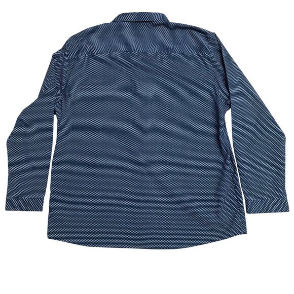 ALGO SHIRT BUTTON UP NON IRON NAVY BLUE MICRO FLORAL MENS XXL BREATHABLE STRETCH - Picture 2 of 12